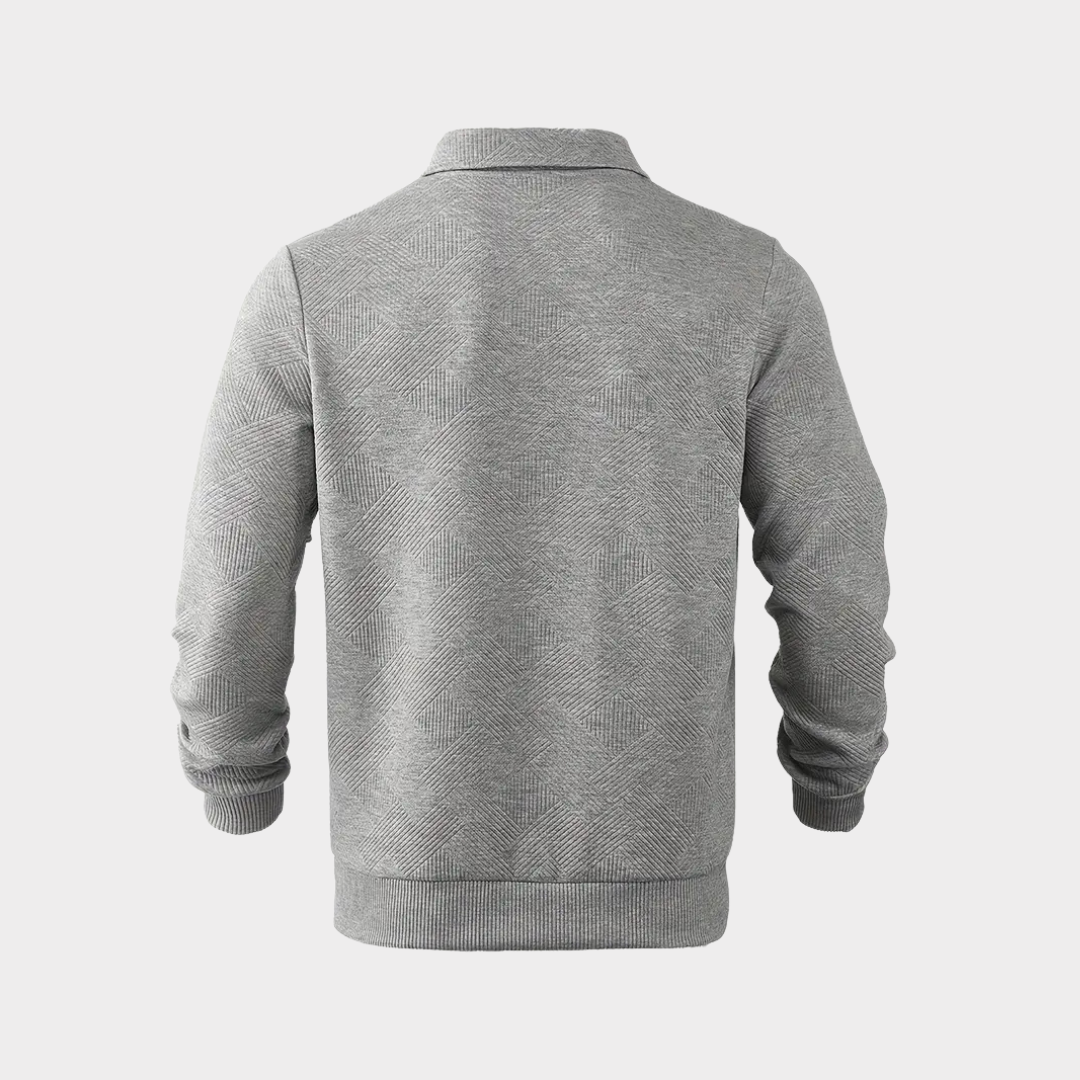 Sweter ze stójką i krótkim zamkiem, wzór romb
