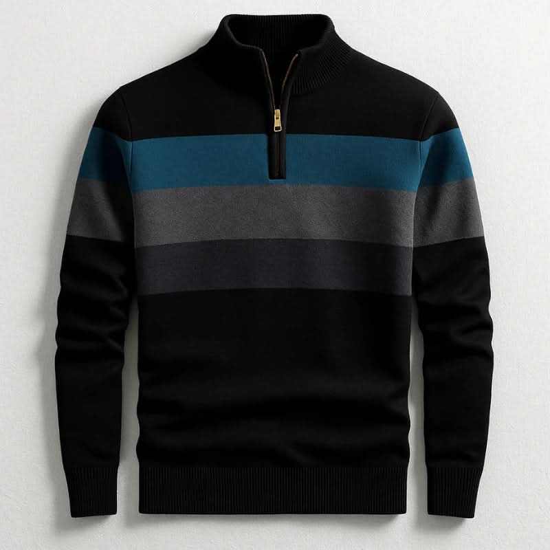 Sweter Lorven w paski z krótkim zamkiem