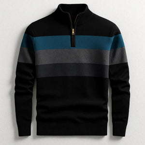 Sweter Lorven w paski z krótkim zamkiem