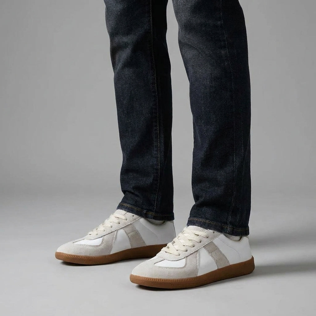 Sneakersy niskie w stylu retro, panelowa konstrukcja