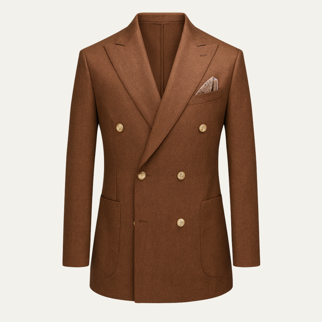 Garnitur dwurzędowy dwuczęściowy w brązie, slim fit