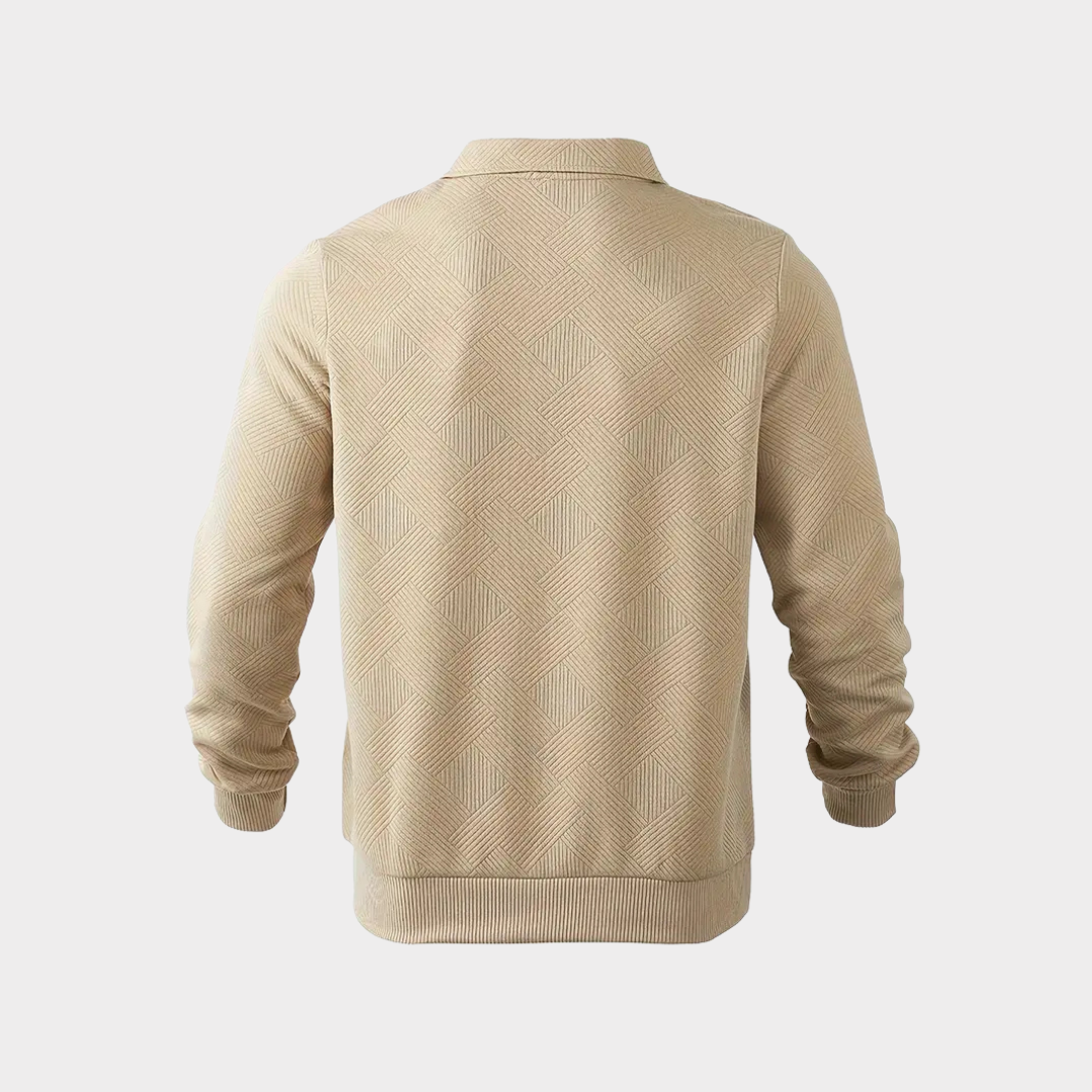 Sweter ze stójką i krótkim zamkiem, wzór romb