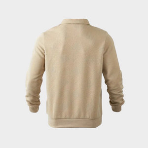 Sweter ze stójką i krótkim zamkiem, wzór romb