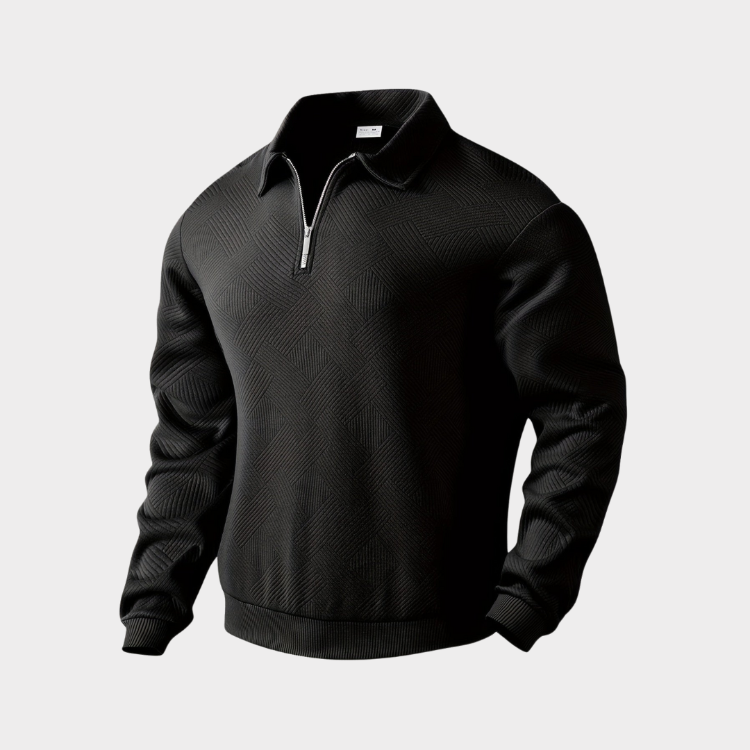 Sweter ze stójką i krótkim zamkiem, wzór romb