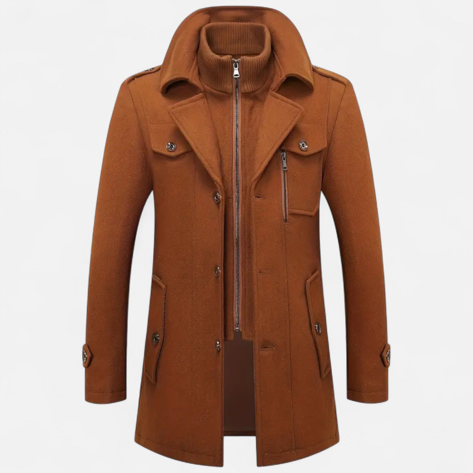 Płaszcz z tweedu w kroju slim fit, brytyjska klasyka