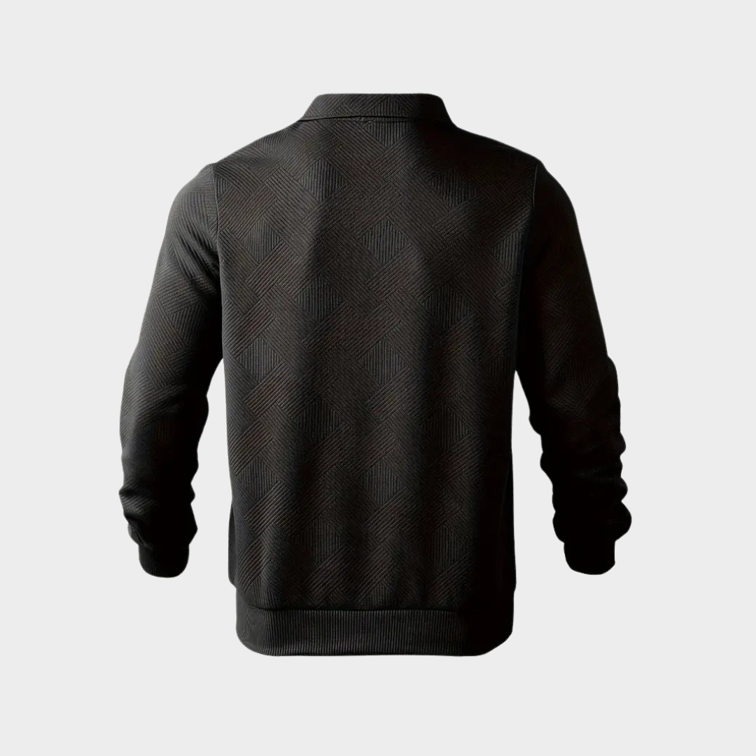 Sweter ze stójką i krótkim zamkiem, wzór romb