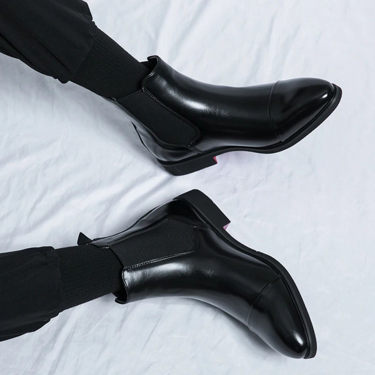 Sztyblety skórzane Savile Row, opływowa forma