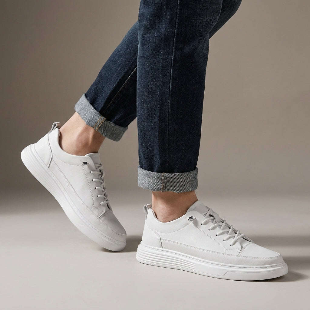 Sneakersy niskie z przeszyciami w tonie cholewki