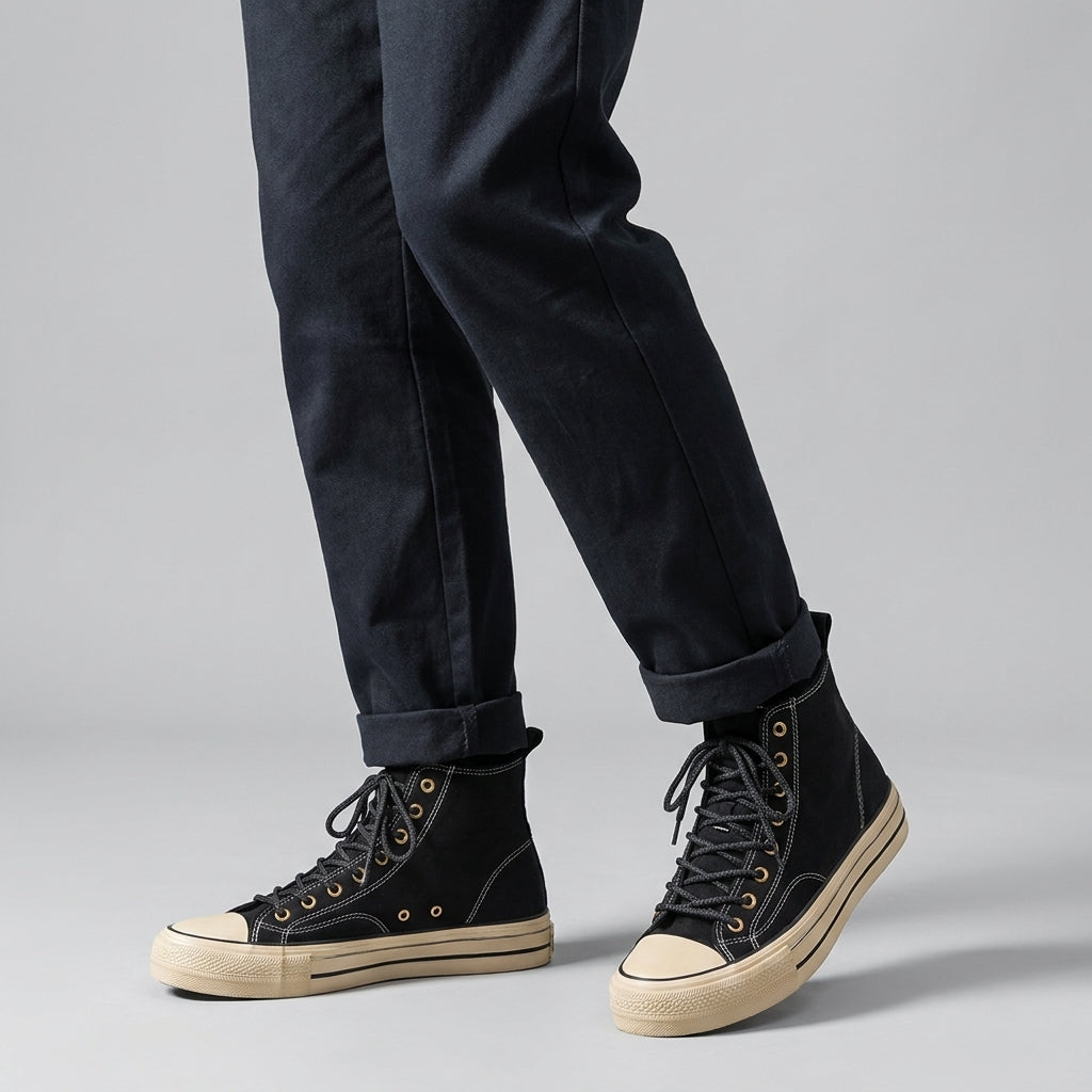 Sneakersy na podwyższonej podeszwie, zamszowa cholewka