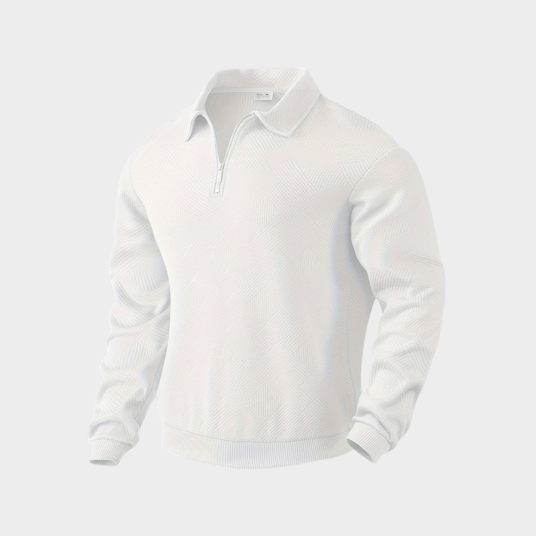Sweter ze stójką i krótkim zamkiem, wzór romb