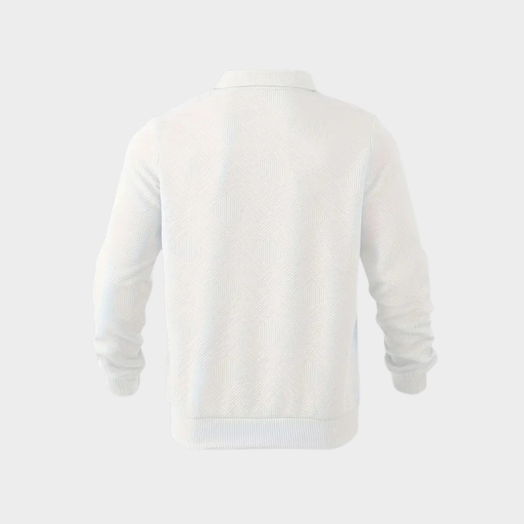 Sweter ze stójką i krótkim zamkiem, wzór romb