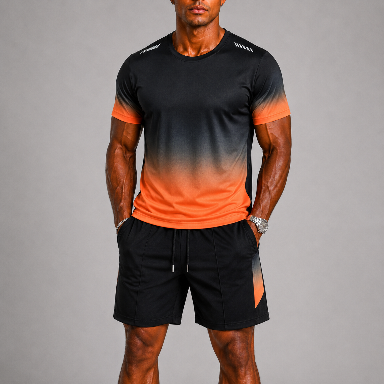 Komplet sportowy: T-shirt i szorty z gradientem