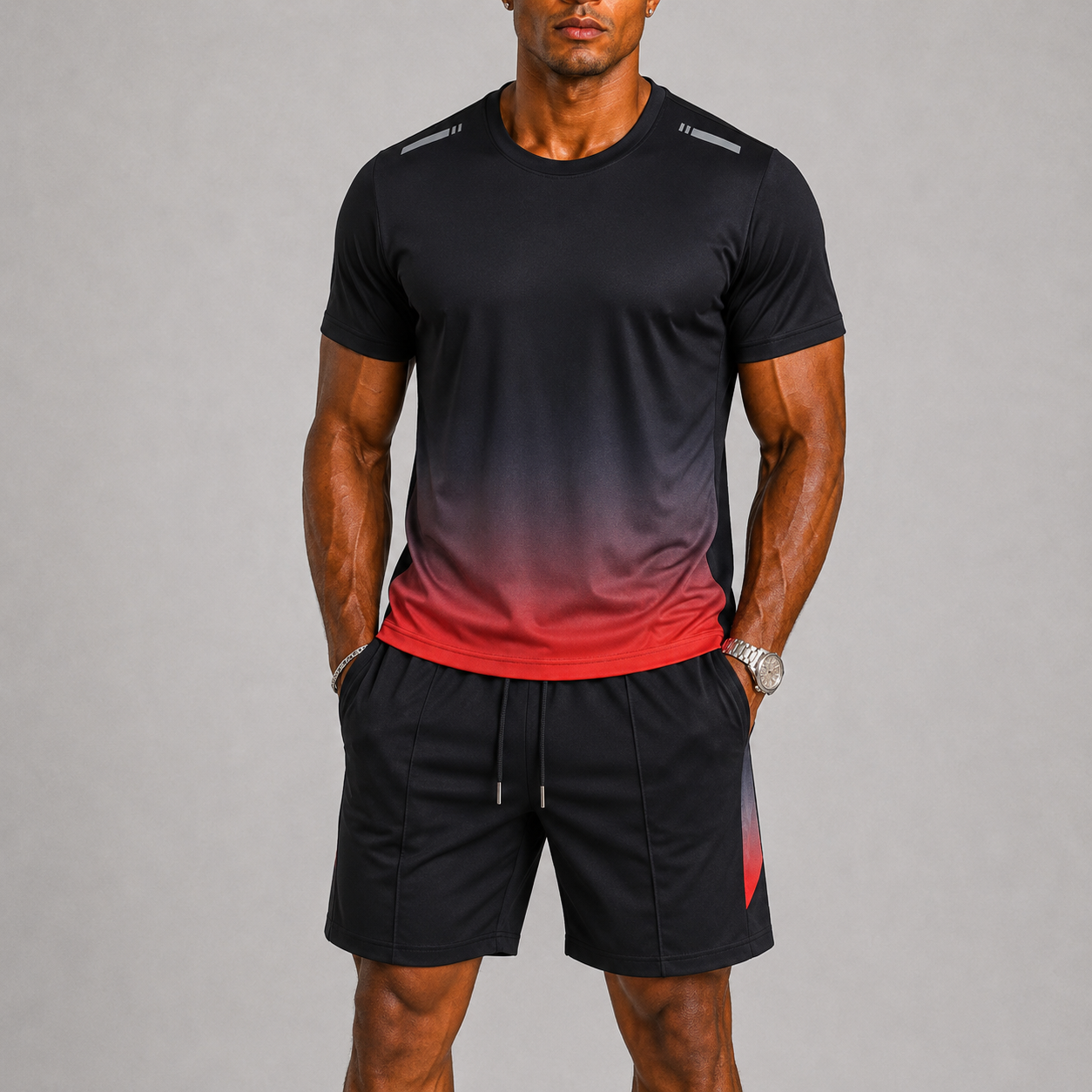 Komplet sportowy: T-shirt i szorty z gradientem