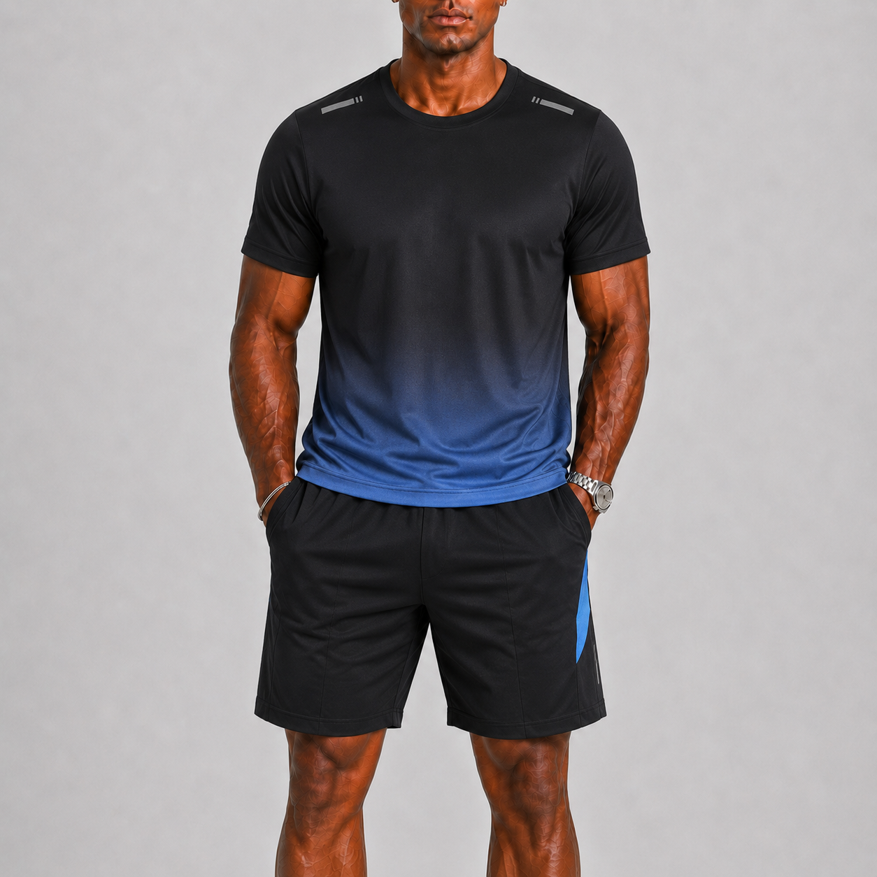 Komplet sportowy: T-shirt i szorty z gradientem