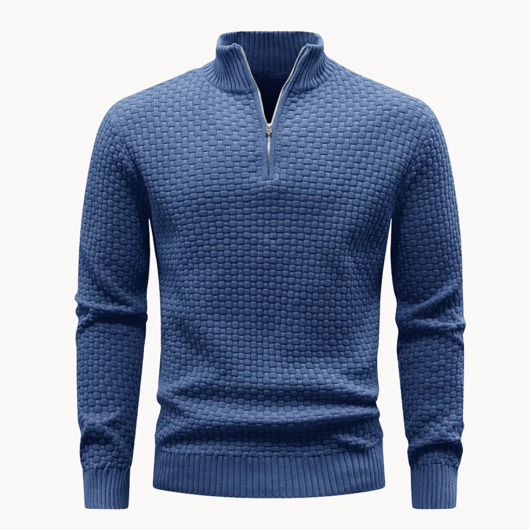 Sweter Hugo z zamkiem i splotem plastra miodu