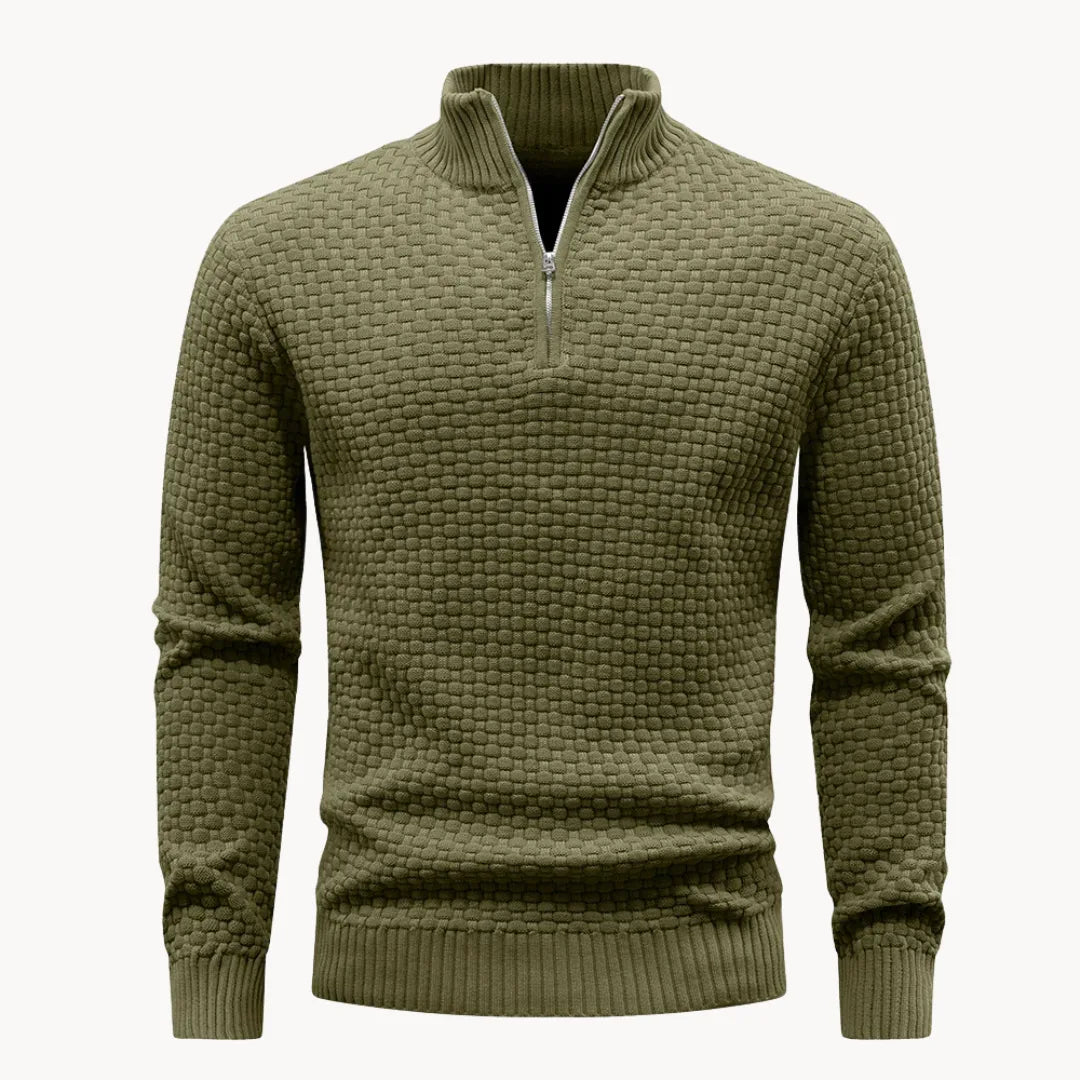 Sweter Hugo z zamkiem i splotem plastra miodu
