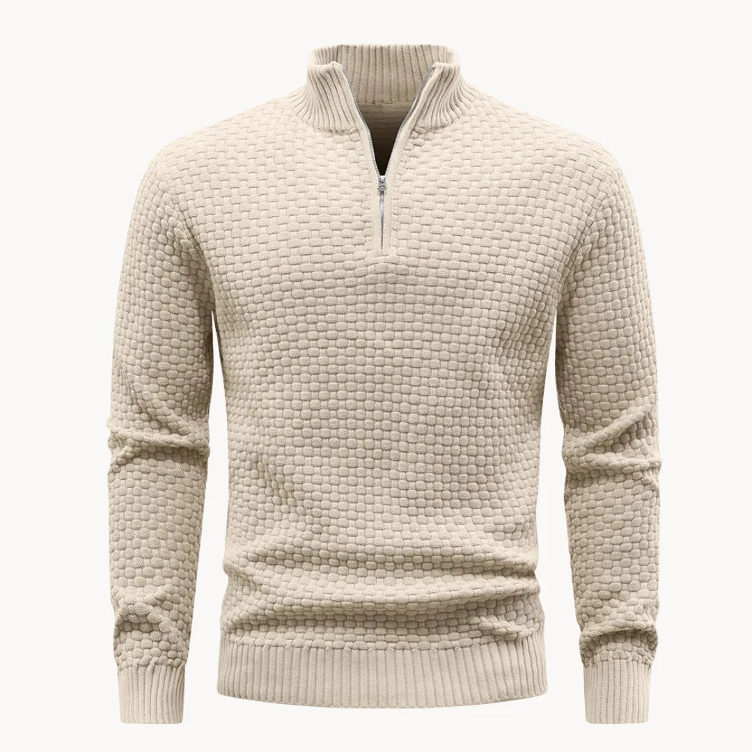 Sweter Hugo z zamkiem i splotem plastra miodu
