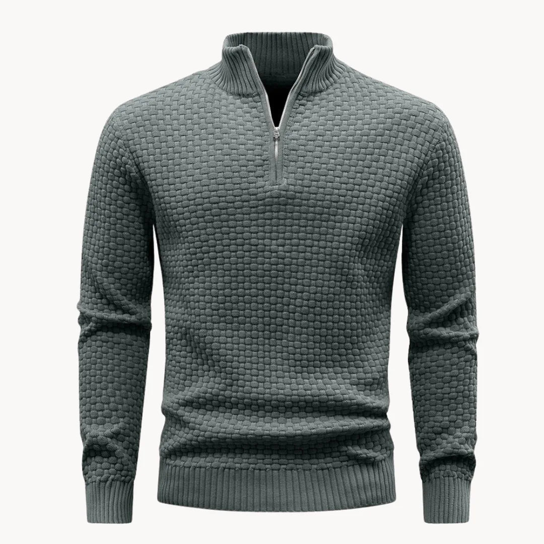 Sweter Hugo z zamkiem i splotem plastra miodu