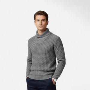 Sweter zimowy ze stójką i detalem guzików