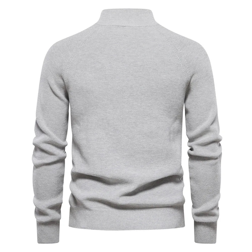 Sweter Hugo z krótkim zamkiem i stójką, prążkowana dzianina
