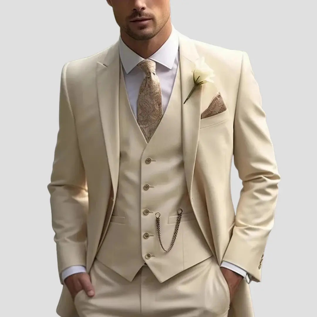 Garnitur trzyczęściowy slim fit na wesela i uroczystości