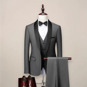 Smoking trzyczęściowy slim fit na uroczyste okazje