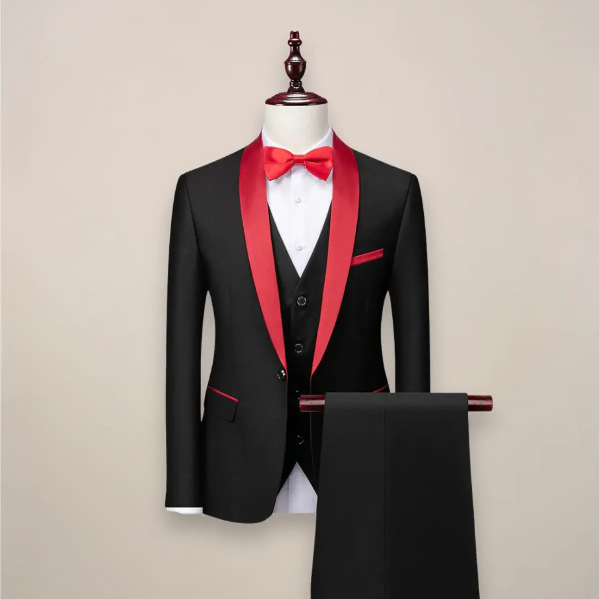 Smoking trzyczęściowy slim fit na uroczyste okazje
