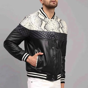 Skórzana kurtka bomber slim fit ze stójką