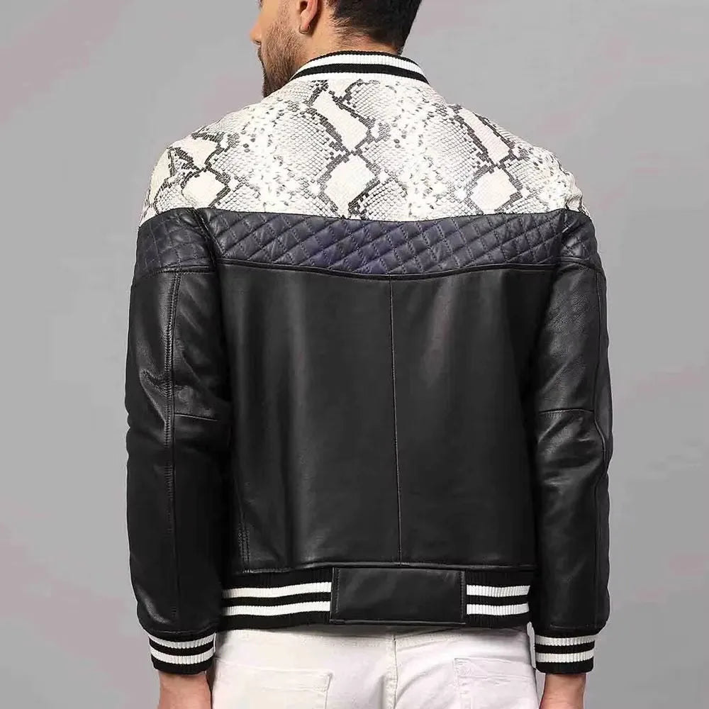 Skórzana kurtka bomber slim fit ze stójką
