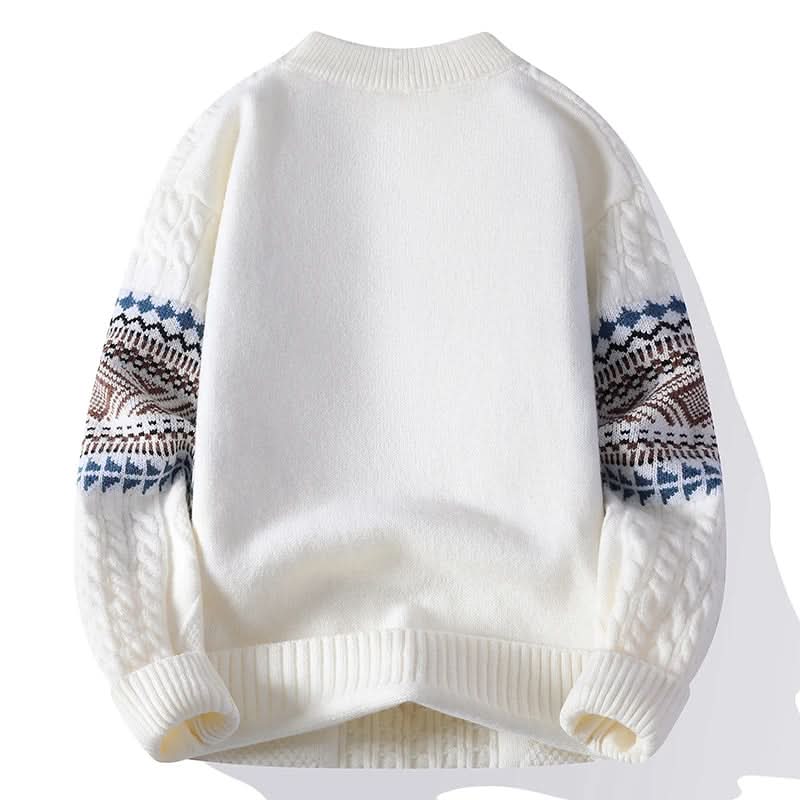 Sweter Arvid ze splotem warkoczowym i wzorem nordyckim
