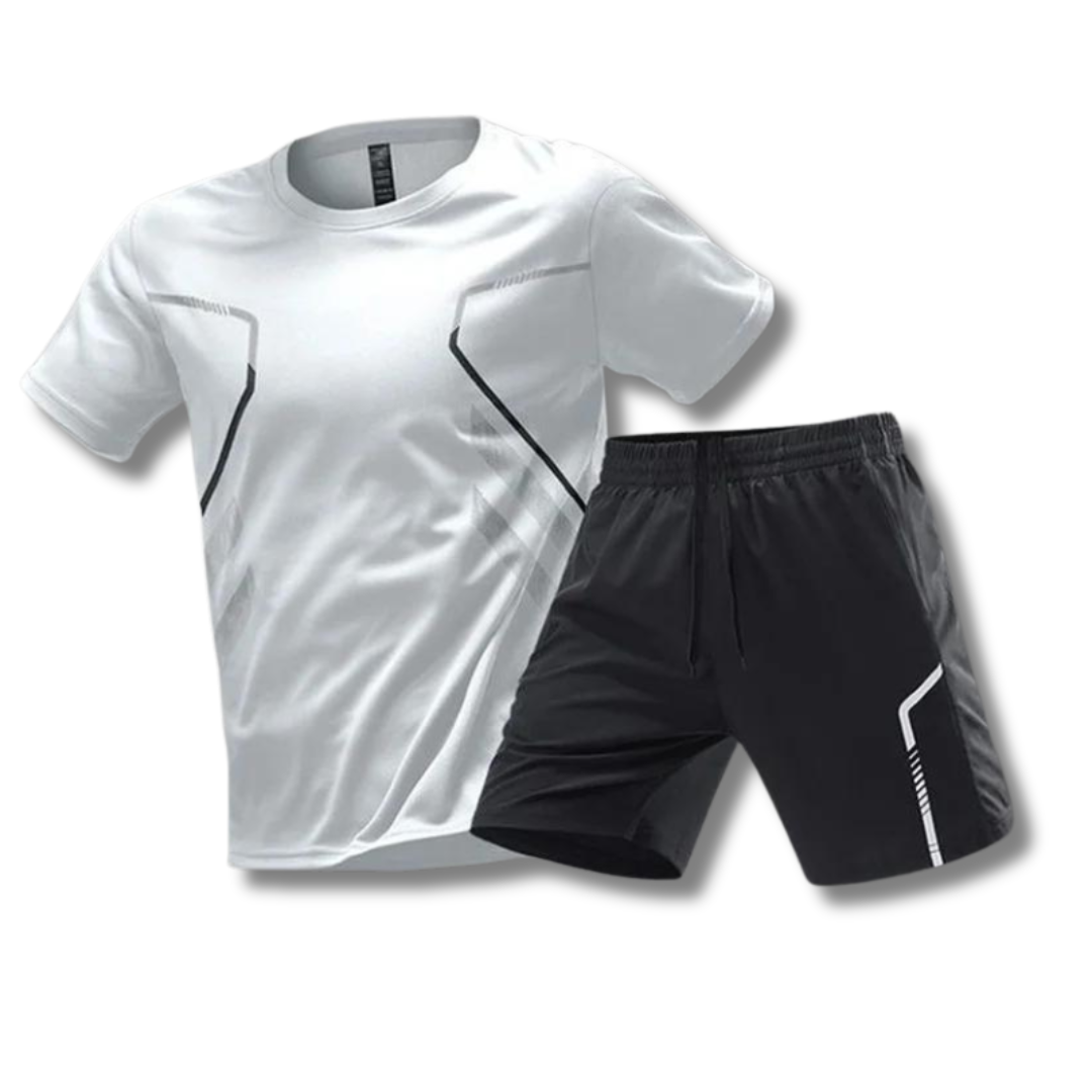 Komplet sportowy: T-shirt i szorty, materiał funkcyjny