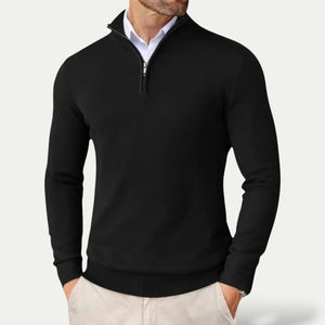 Sweter z kaszmiru z krótkim zamkiem, krój slim fit