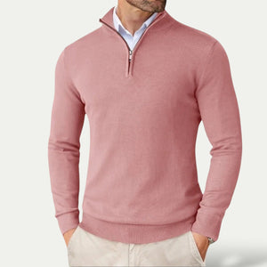 Sweter z kaszmiru z krótkim zamkiem, krój slim fit