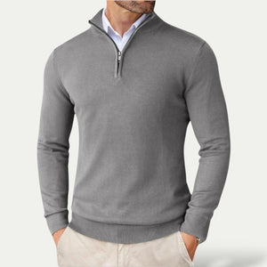 Sweter z kaszmiru z krótkim zamkiem, krój slim fit