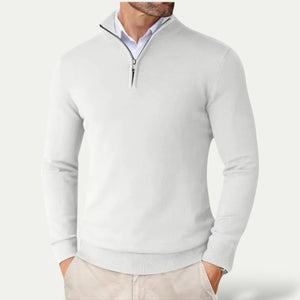Sweter z kaszmiru z krótkim zamkiem, krój slim fit