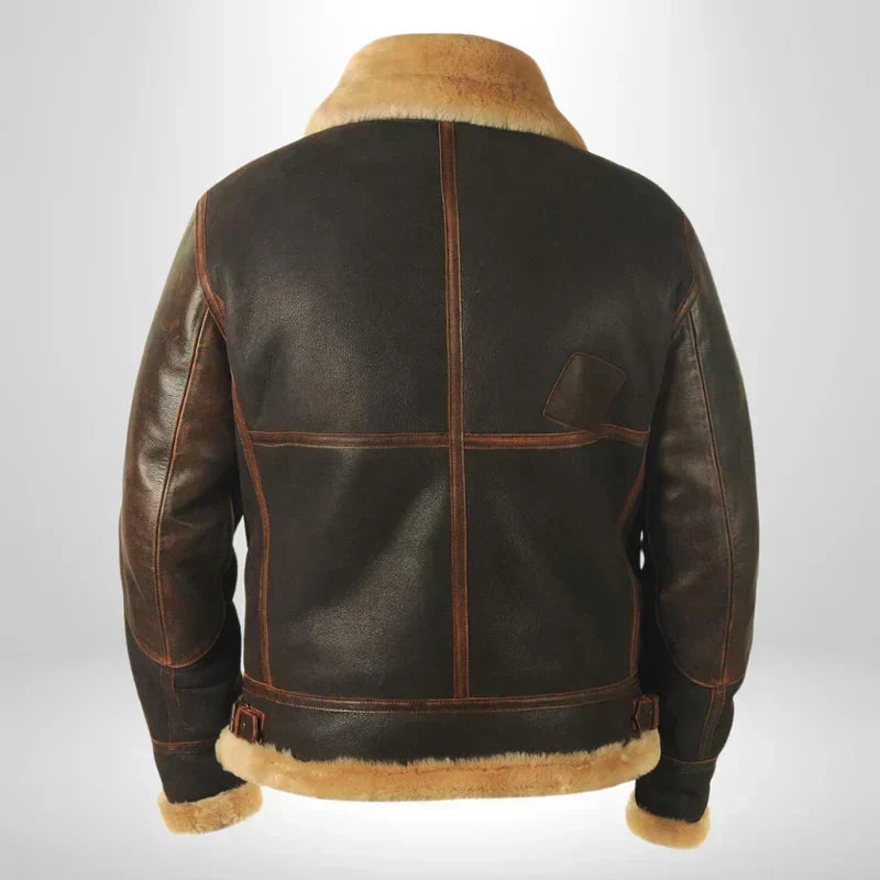 Kurtka pilotka z futrzanym kołnierzem, styl vintage