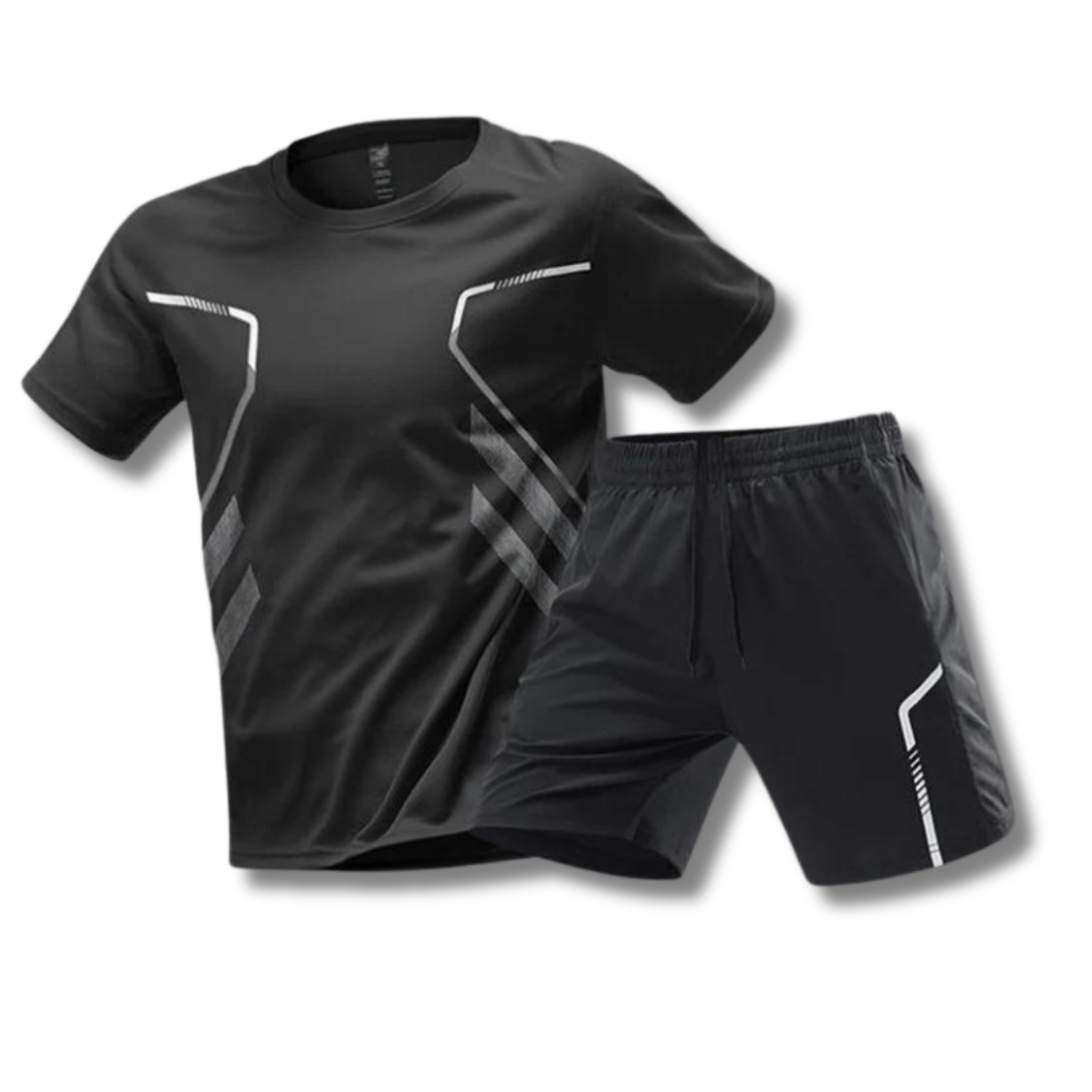 Komplet sportowy: T-shirt i szorty, materiał funkcyjny