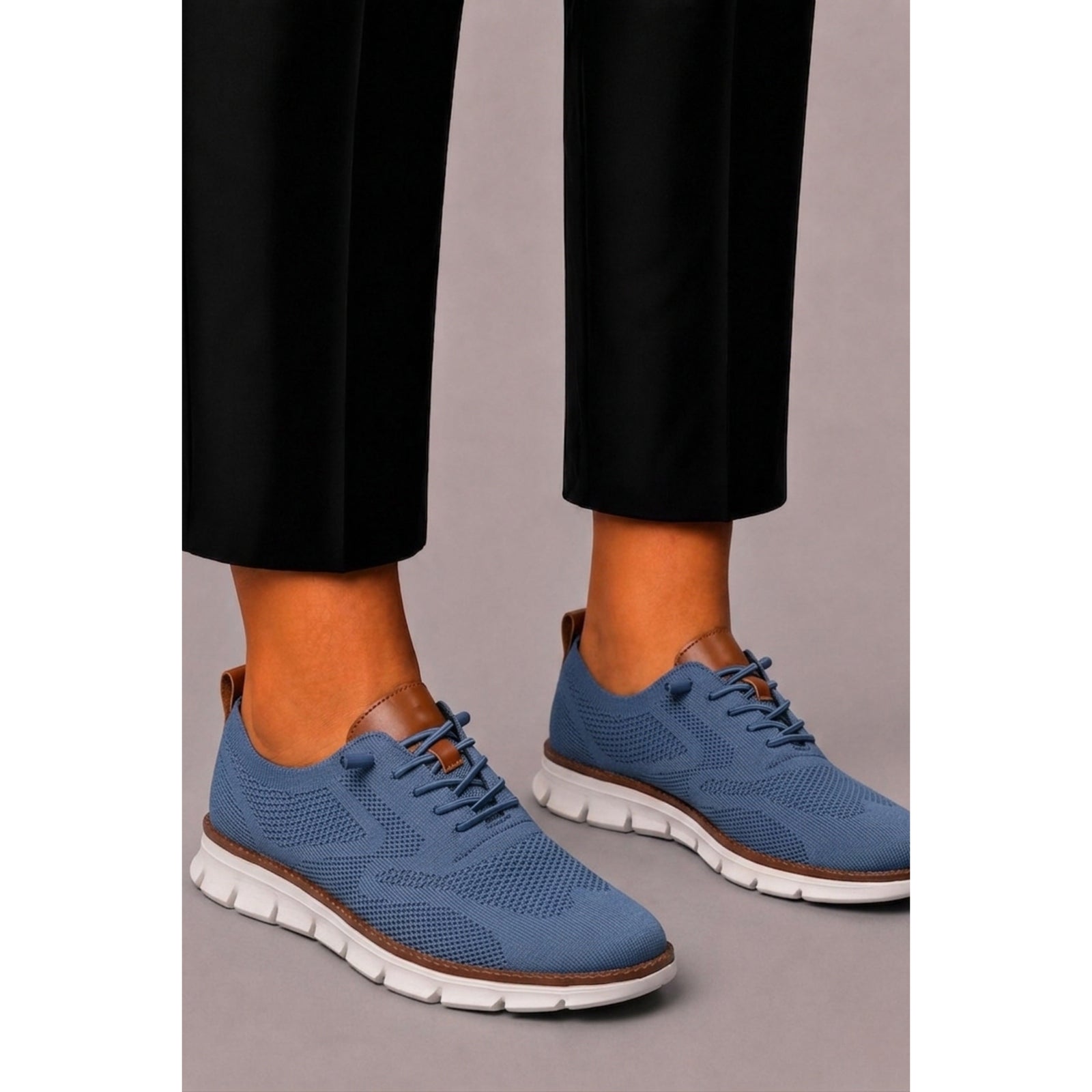 Sneakersy sportowe z siatki, kontrastowe wykończenie