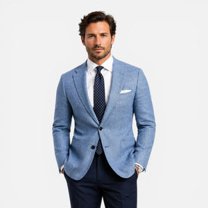 Lniana marynarka slim fit na lato, elegancja bez formalności