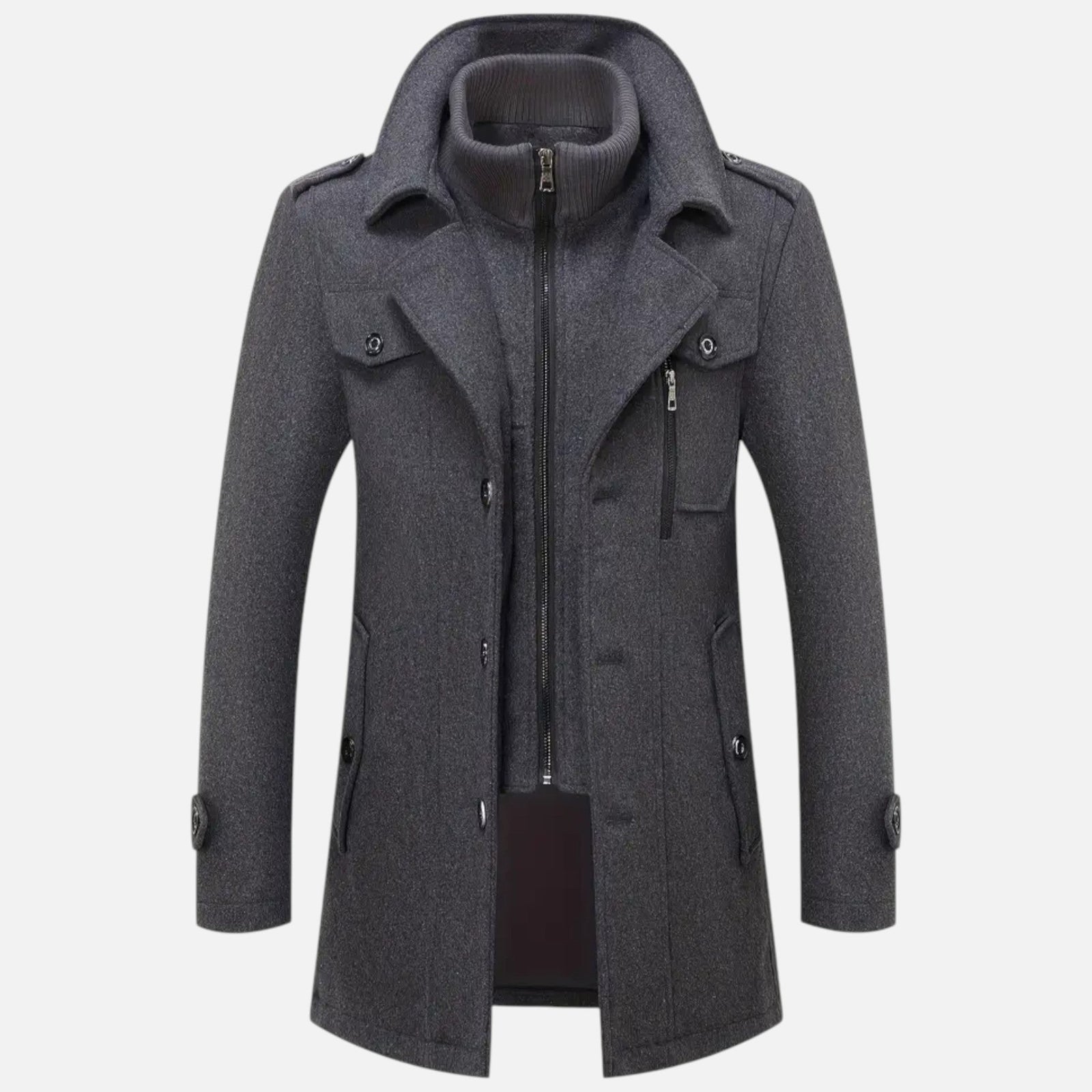 Płaszcz z tweedu w kroju slim fit, brytyjska klasyka