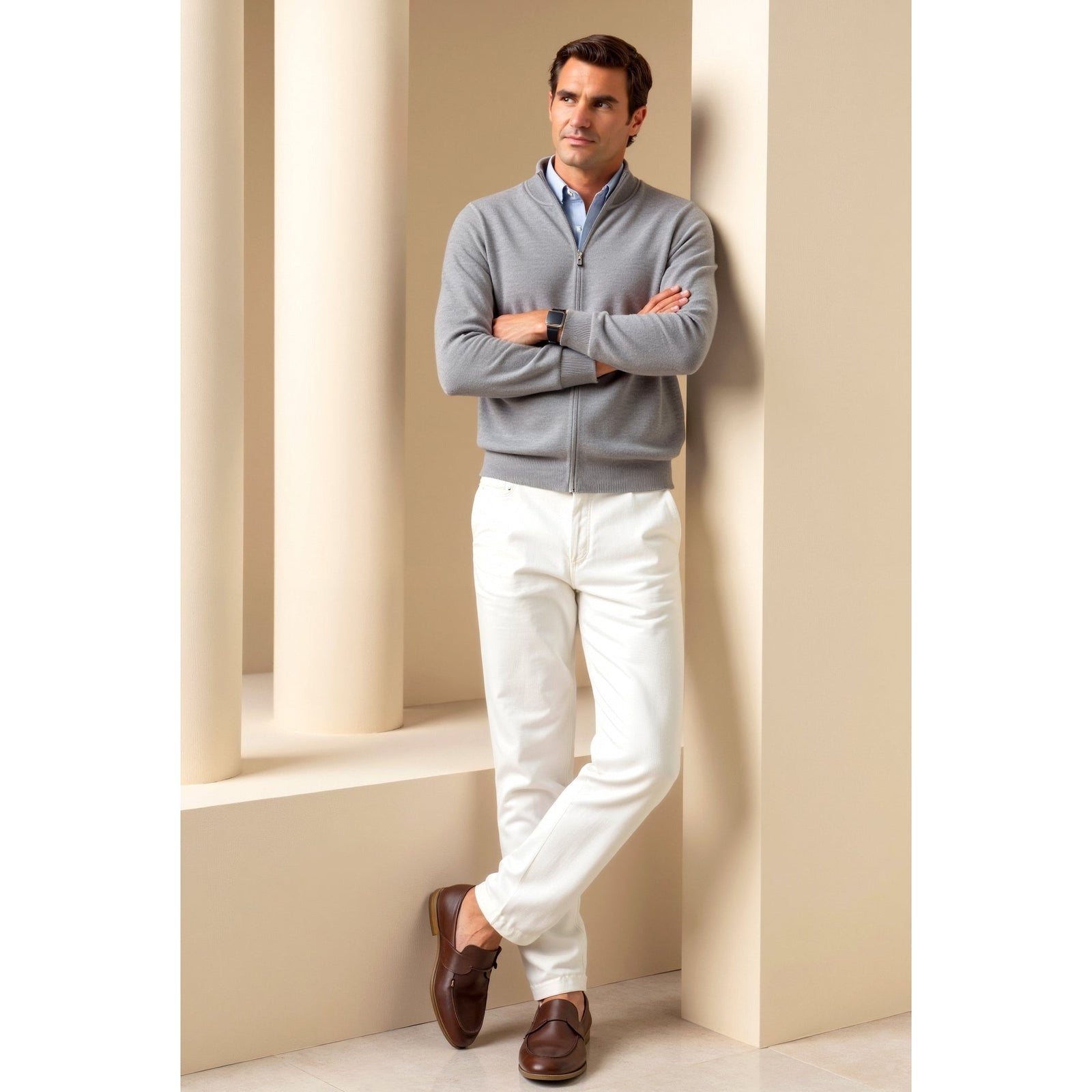 Kardigan Sandr o kroju slim fit, mieszanka bawełny