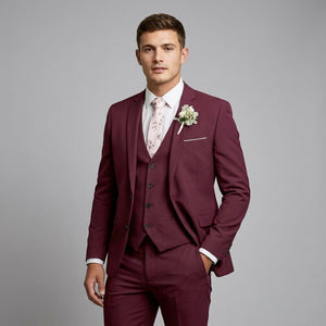Garnitur trzyczęściowy slim fit z mieszanki wełny