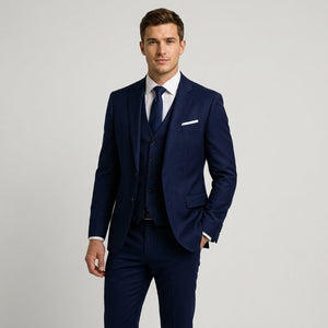 Garnitur trzyczęściowy slim fit z mieszanki wełny