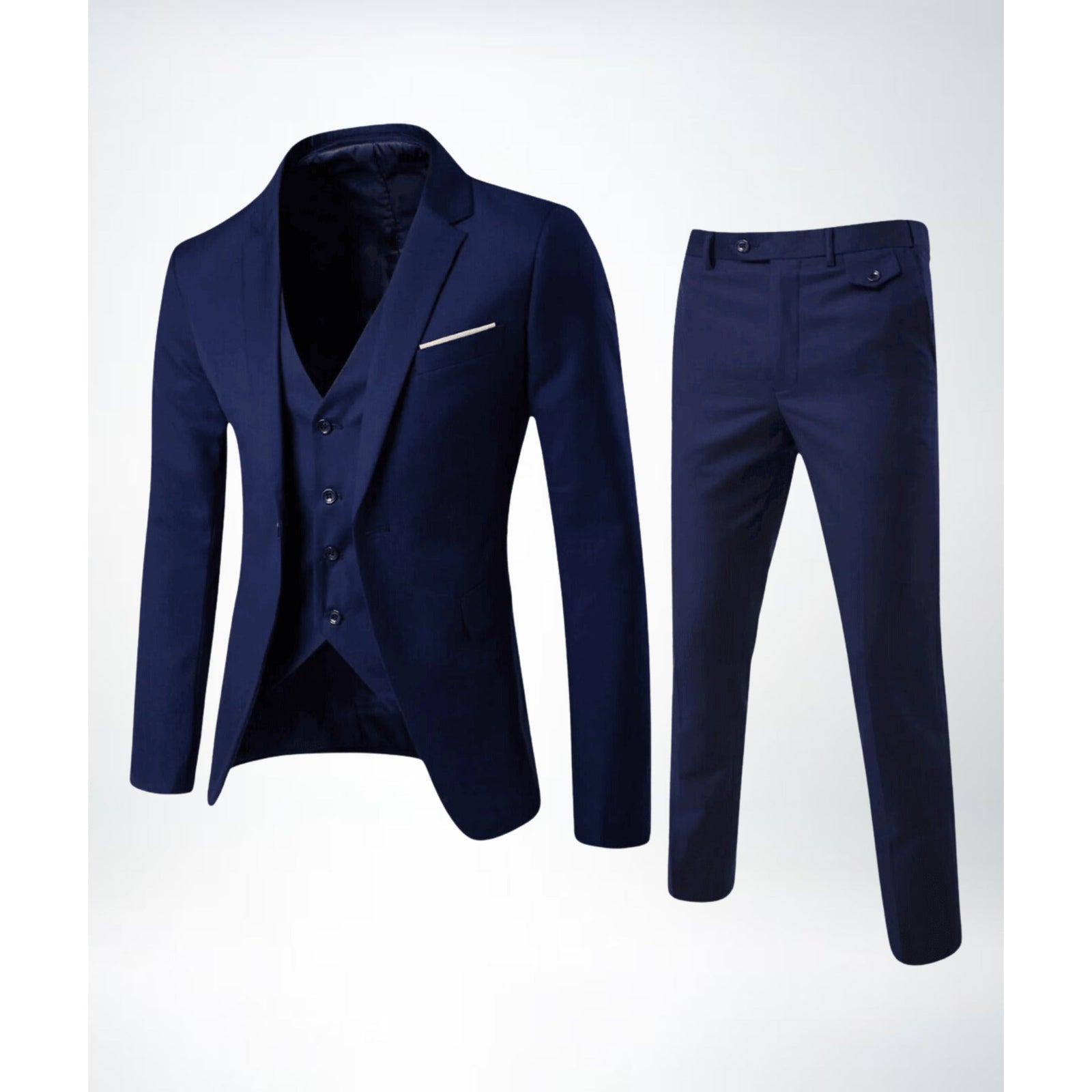 Garnitur trzyczęściowy slim fit z mieszanki wełny