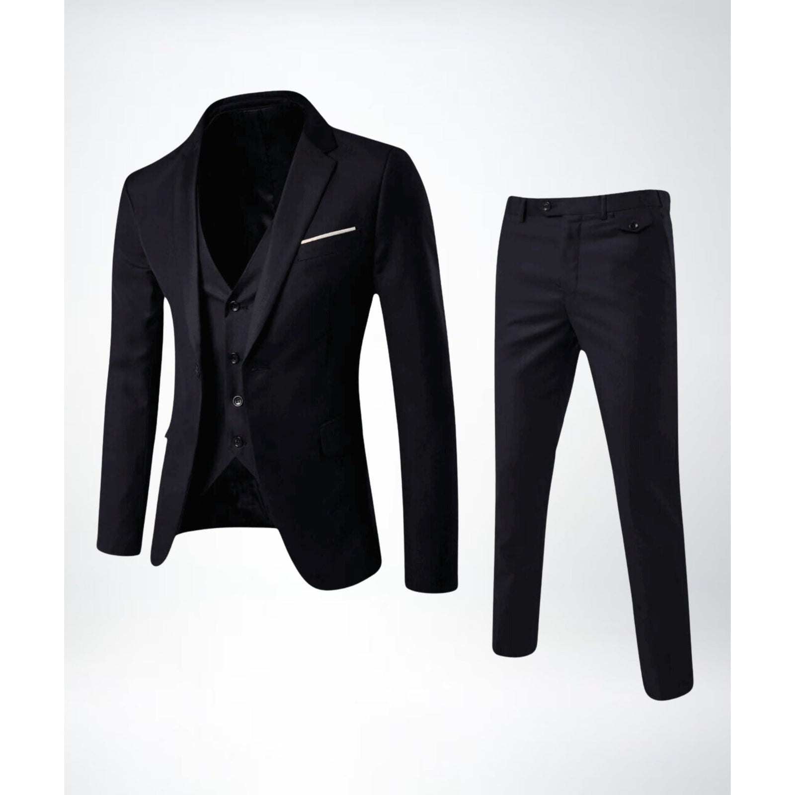 Garnitur trzyczęściowy slim fit z mieszanki wełny