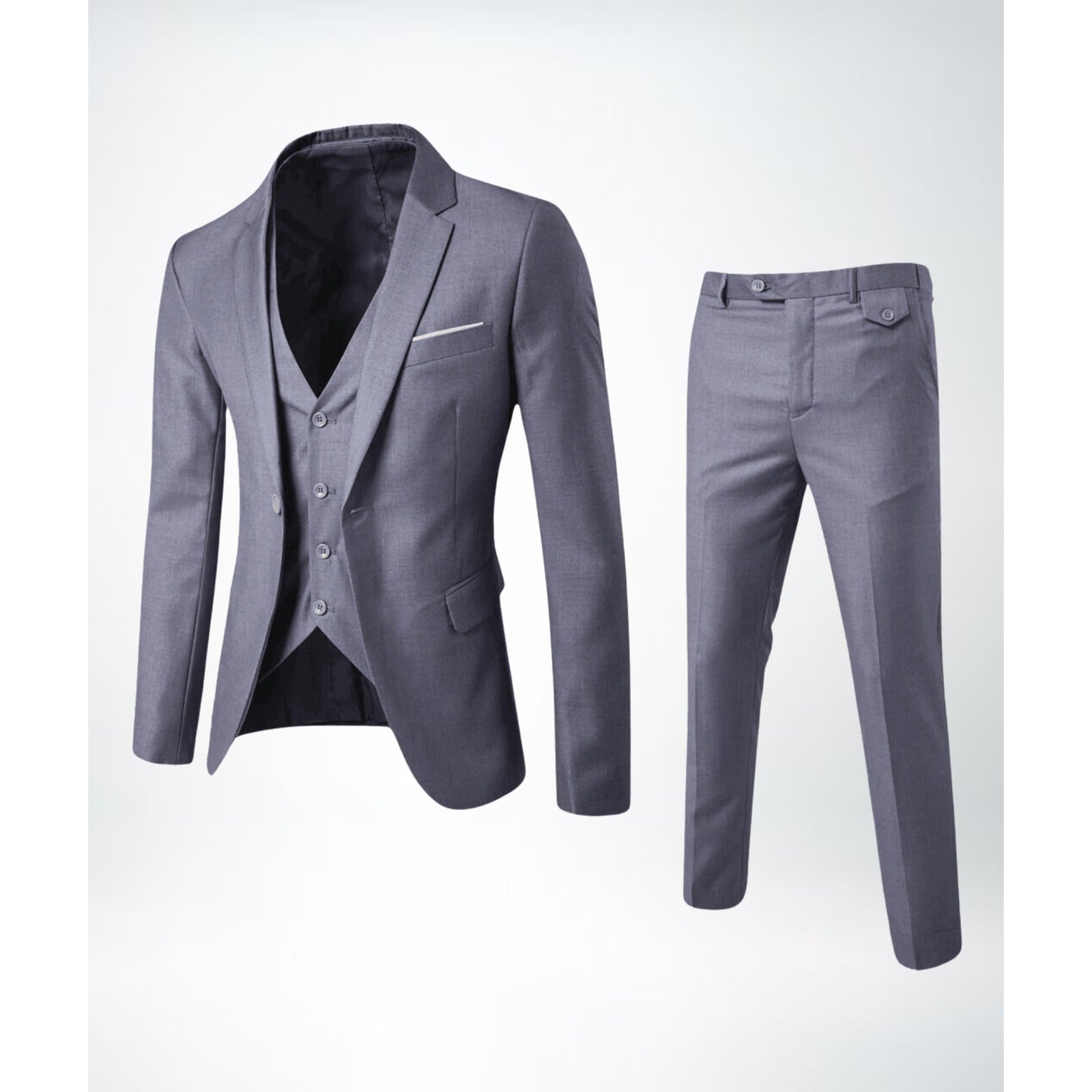Garnitur trzyczęściowy slim fit z mieszanki wełny