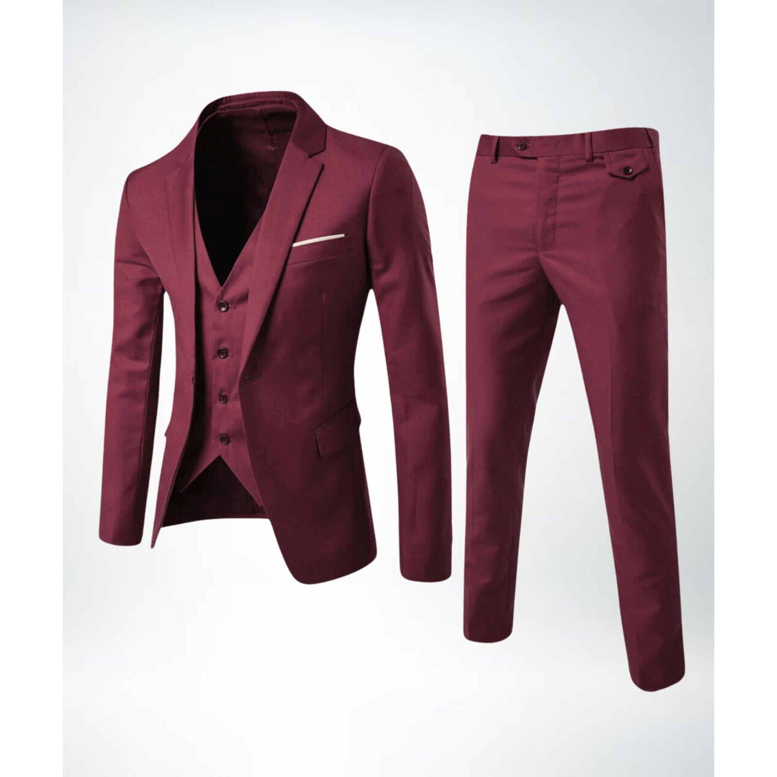 Garnitur trzyczęściowy slim fit z mieszanki wełny