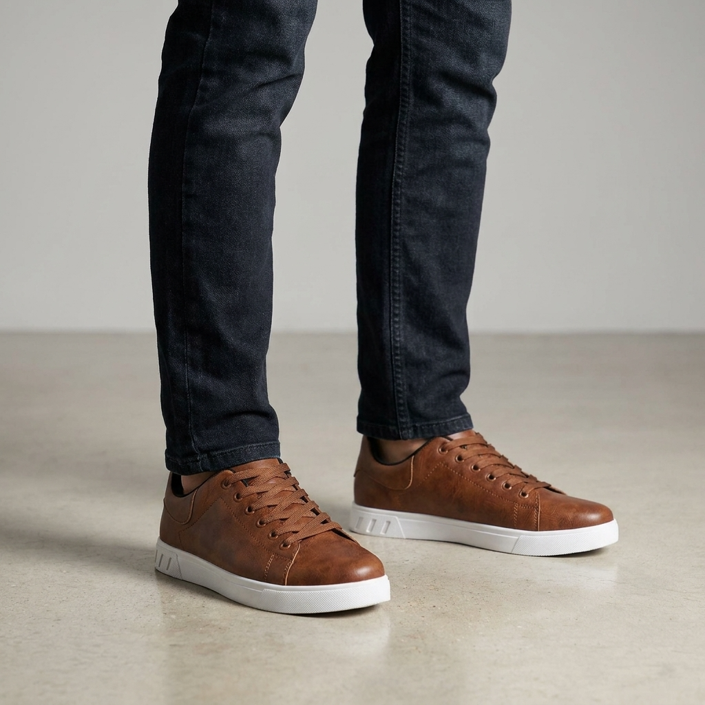 Sneakersy niskie sznurowane, zaokrąglony nosek