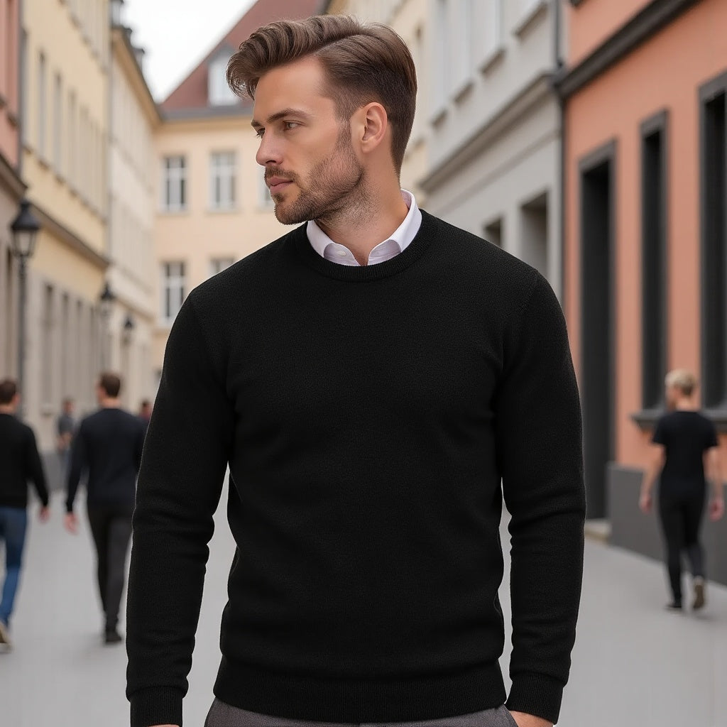 Sweter z okrągłym dekoltem, jednolity design