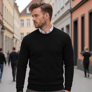 Sweter z okrągłym dekoltem, jednolity design